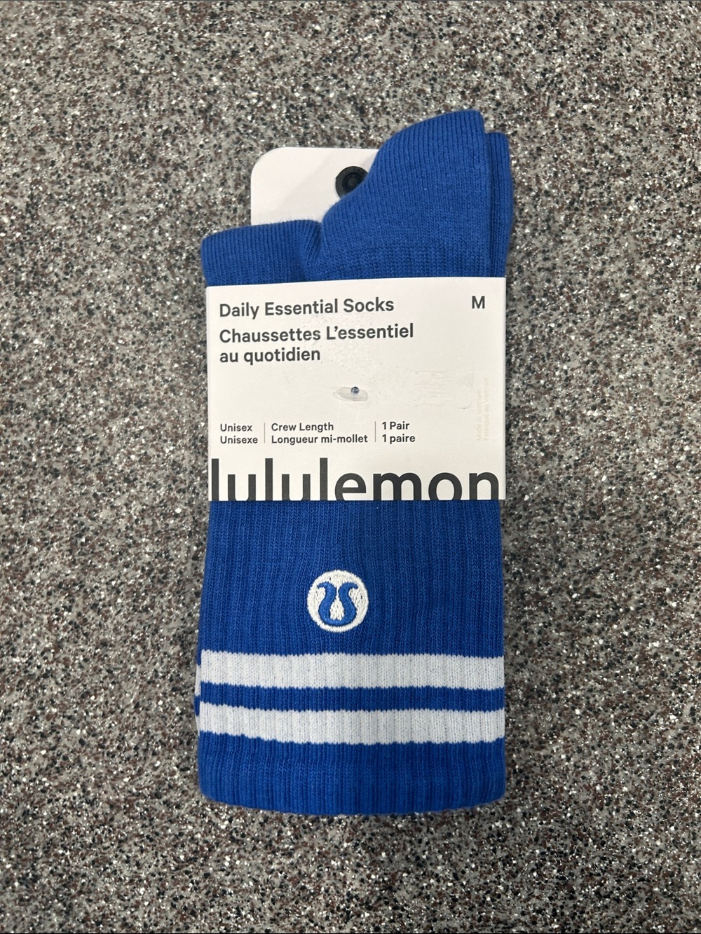 lululemon athletica Royal Blue Crew Socks with White Stripes